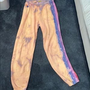 Aviator nation small bleached striped sweatpants